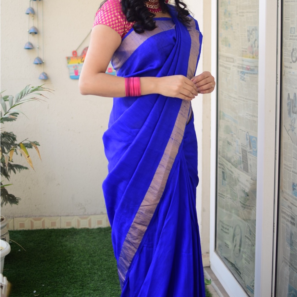 Nalli Pure silk saree with blouse set for Indian Pakistani festive- once used - Picture 3 of 7